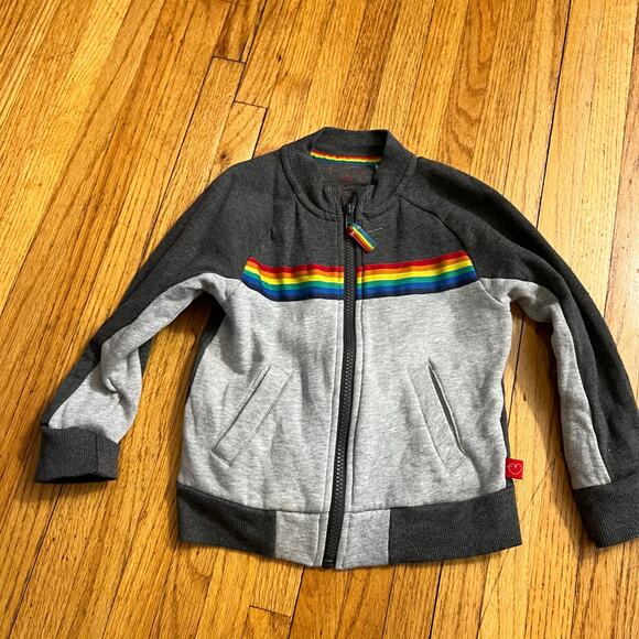 Little Bird Sweatshirt Kids Toddler 3-4 Gray Rainbow Zip Jacket - Picture 1 of 4